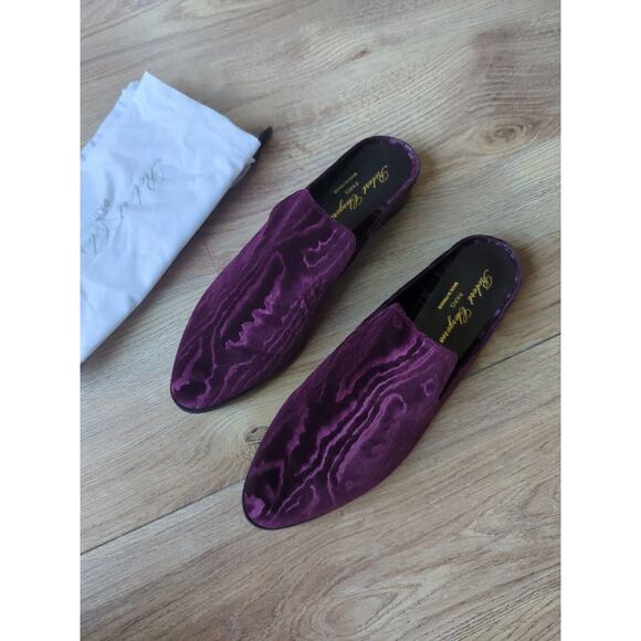 Robert Clergerie Alice Mules Goth Velvet Violet Slip On Shoes Flats - Picture 7 of 16